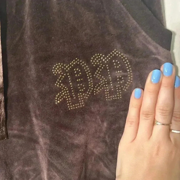 Philipp Plein brown velour rhinestone Y2K Sweatpants  XL - Picture 7 of 9